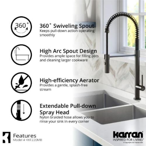 Bluffton Solid Brass Matte Black Kitchen Faucet 4