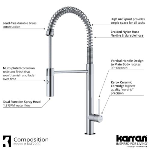Bluffton Solid Brass Chrome Kitchen Faucet 3