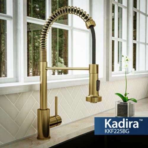 Kadira Solid Brass Brushed Gold Kitchen Faucet 2