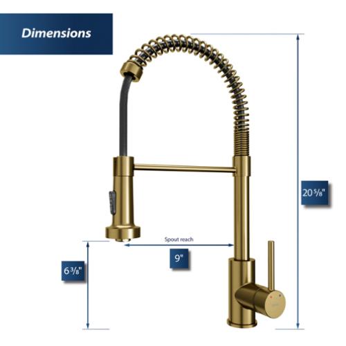 Kadira Solid Brass Brushed Gold Kitchen Faucet 4