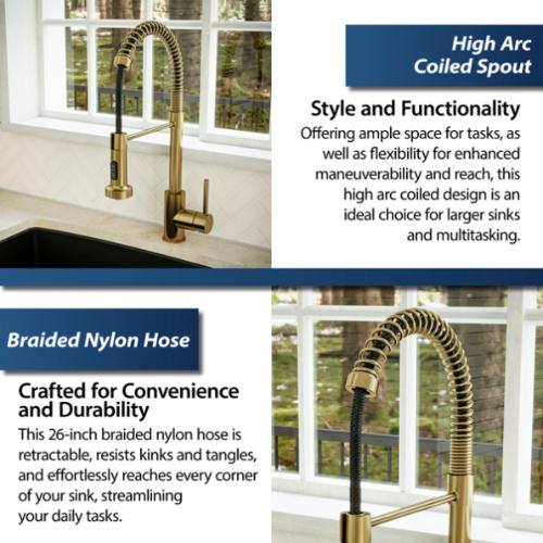 Kadira Solid Brass Brushed Gold Kitchen Faucet 5