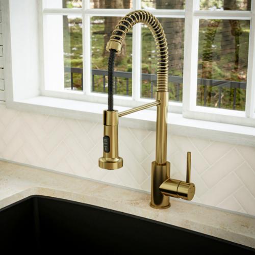 Kadira Solid Brass Brushed Gold Kitchen Faucet 8