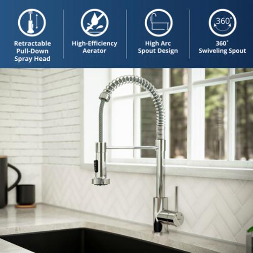Kadira Solid Brass Chrome Kitchen Faucet 3