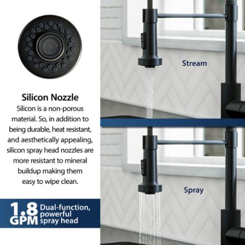 Kadira Solid Brass Matte Black Kitchen Faucet 7