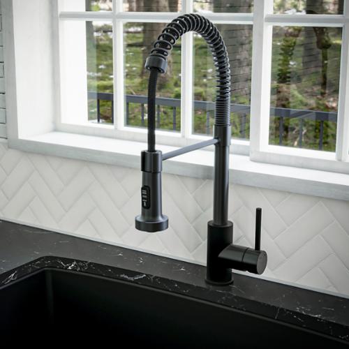 Kadira Solid Brass Matte Black Kitchen Faucet 8