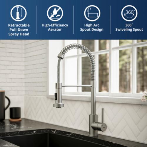 Kadira Solid Brass Stainless Steel Kitchen Faucet 3
