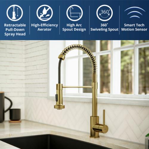 Loxton Solid Brass Brushed Gold Kitchen Faucet 3