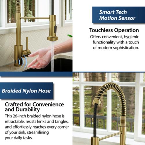 Loxton Solid Brass Brushed Gold Kitchen Faucet 5