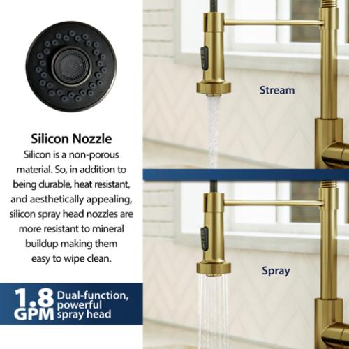 Loxton Solid Brass Brushed Gold Kitchen Faucet 7