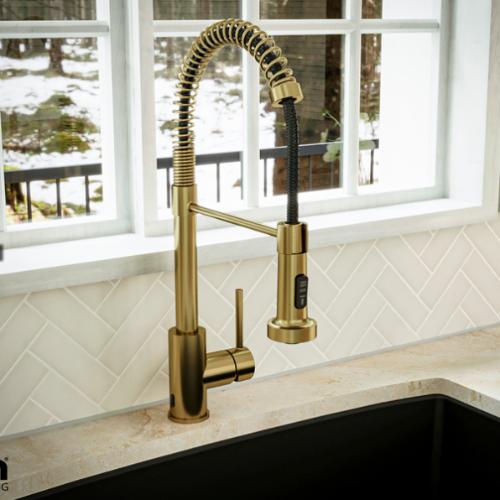 Loxton Solid Brass Brushed Gold Kitchen Faucet 8