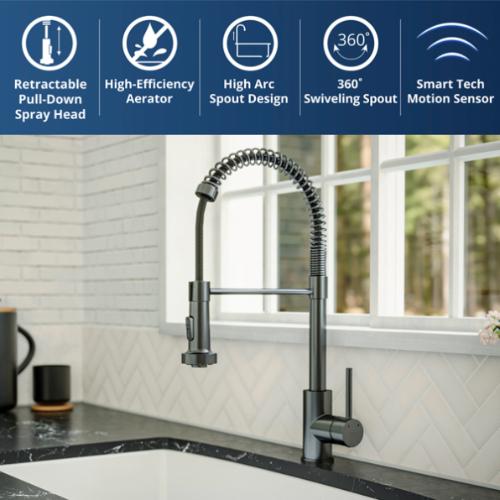Loxton Solid Brass Gunmetal Grey Kitchen Faucet 3