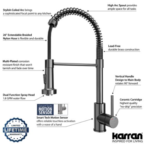 Loxton Solid Brass Gunmetal Grey Kitchen Faucet 6