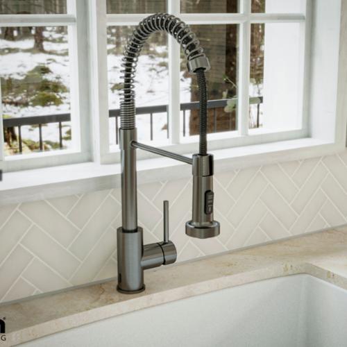 Loxton Solid Brass Gunmetal Grey Kitchen Faucet 8
