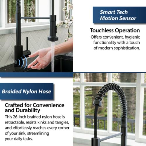 Loxton Solid Brass Matte Black Kitchen Faucet 5