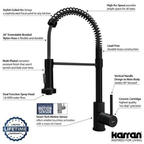 Loxton Solid Brass Matte Black Kitchen Faucet 6