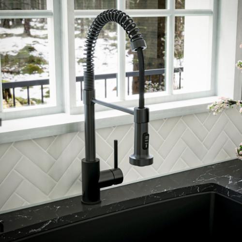 Loxton Solid Brass Matte Black Kitchen Faucet 8