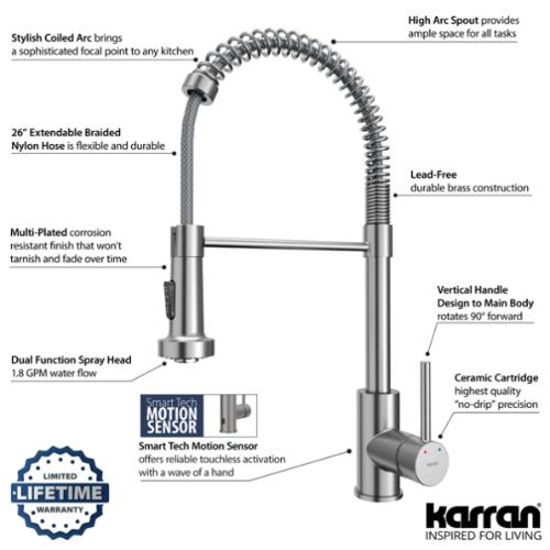 Loxton Solid Brass Stainless Steel Kitchen Faucet 6