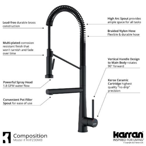 Tumba Solid Brass Matte Black Kitchen Faucet 3
