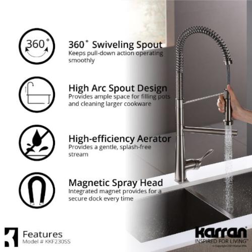 Tumba Solid Brass Stainless Steel Kitchen Faucet 4