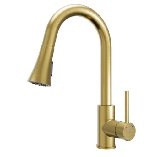 Weybridge Solid Brass Brushed Gold Kitchen Faucet 1