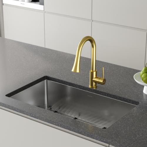 Weybridge Solid Brass Brushed Gold Kitchen Faucet 2