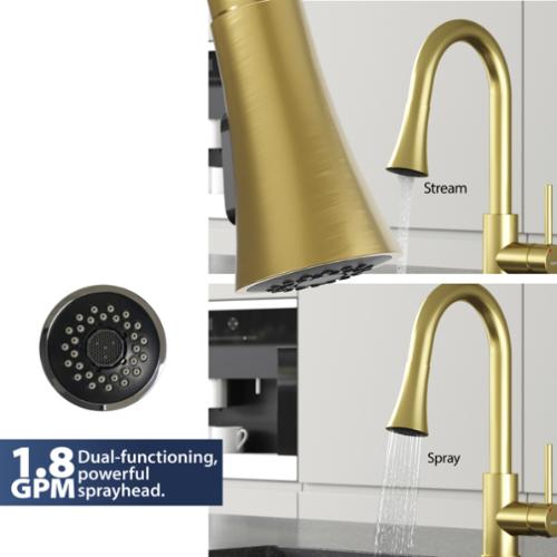 Weybridge Solid Brass Brushed Gold Kitchen Faucet 5