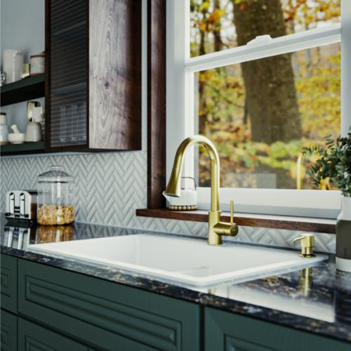 Weybridge Solid Brass Brushed Gold Kitchen Faucet 7