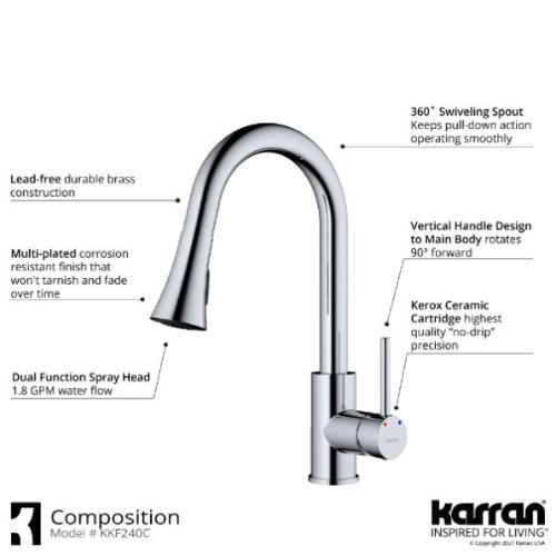 Weybridge Solid Brass Chrome Kitchen Faucet 3