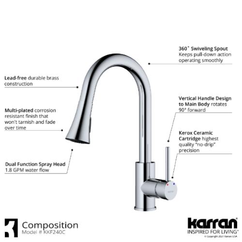 Weybridge Solid Brass Chrome Kitchen Faucet 3
