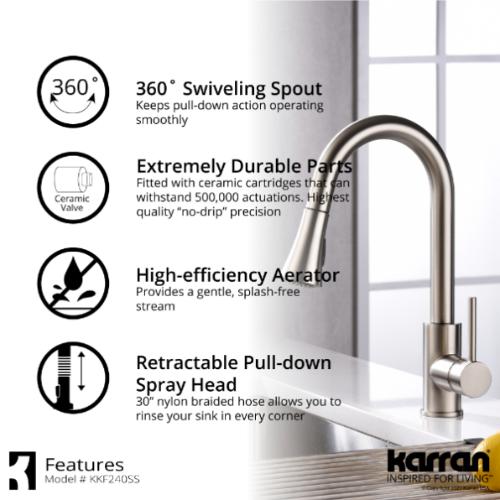 Weybridge Solid Brass Stainless Steel Kitchen Faucet 4