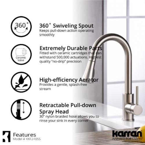Weybridge Solid Brass Stainless Steel Kitchen Faucet 4