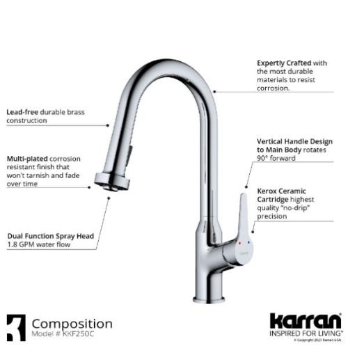 Dockton Solid Brass Chrome Kitchen Faucet 3