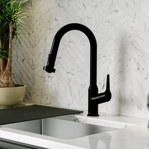 Dockton Solid Brass Matte Black Kitchen Faucet 2