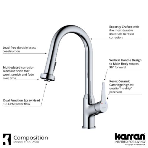 Dockton Solid Brass Chrome Kitchen Faucet 3