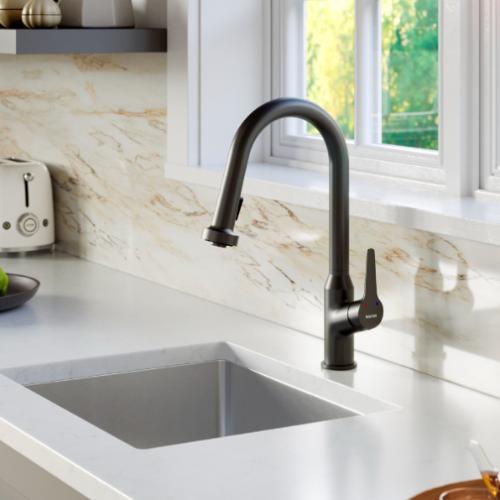 Dockton Solid Brass Matte Black Kitchen Faucet 2