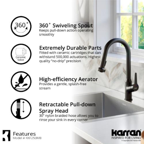 Dockton Solid Brass Matte Black Kitchen Faucet 4