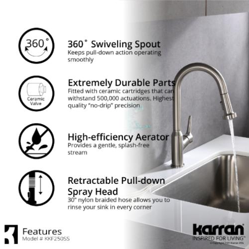 Dockton Solid Brass Stainless Steel Kitchen Faucet 4