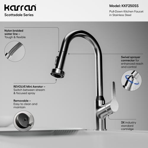 Dockton Solid Brass Stainless Steel Kitchen Faucet 3