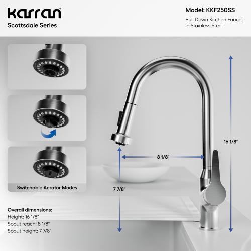 Dockton Solid Brass Stainless Steel Kitchen Faucet 5