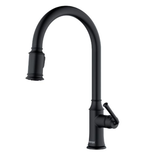 Auburn Solid Brass Matte Black Kitchen Faucet 1