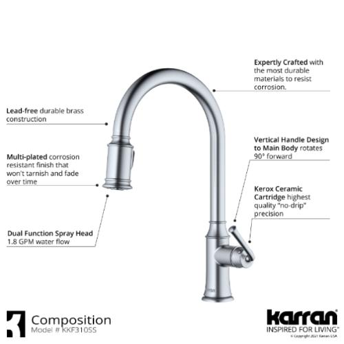 Auburn Solid Brass Stainless Steel Kitchen Faucet 4