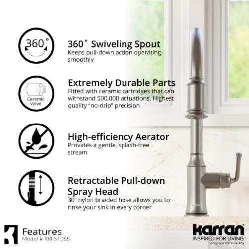 Auburn Solid Brass Stainless Steel Kitchen Faucet 5