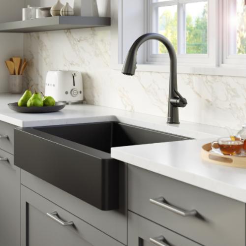 Kentland Solid Brass Matte Black Kitchen Faucet 3