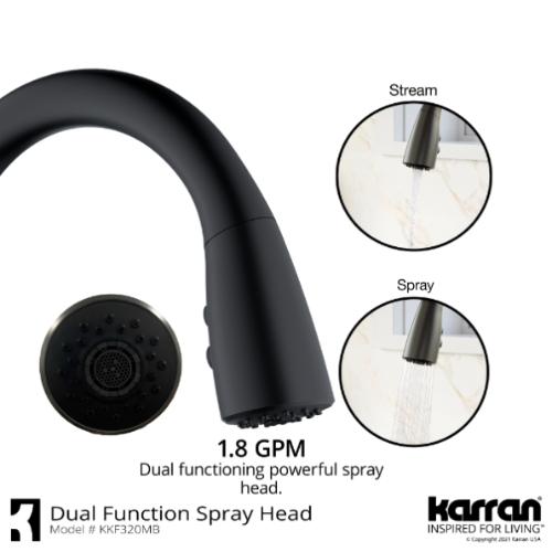Kentland Solid Brass Matte Black Kitchen Faucet 6