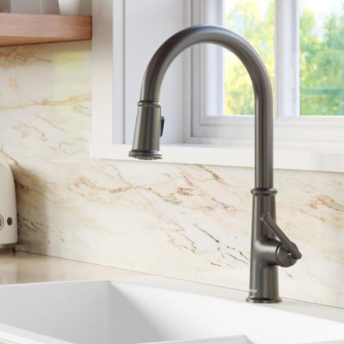 Elwood Solid Brass Gunmetal Grey Kitchen Faucet 2