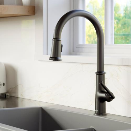 Elwood Solid Brass Matte Black Kitchen Faucet 2