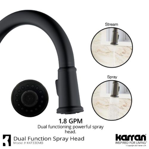 Elwood Solid Brass Matte Black Kitchen Faucet 6