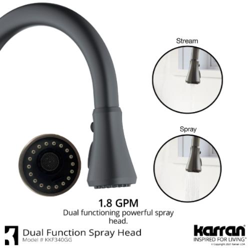 Kadoma Solid Brass Gunmetal Grey Kitchen Faucet 7