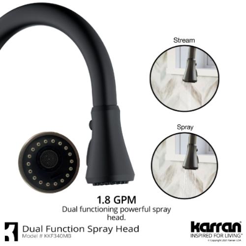 Kadoma Solid Brass Matte Black Kitchen Faucet 7