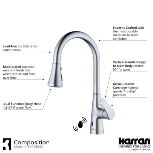 Kadoma Solid Brass Stainless Steel Kitchen Faucet 5